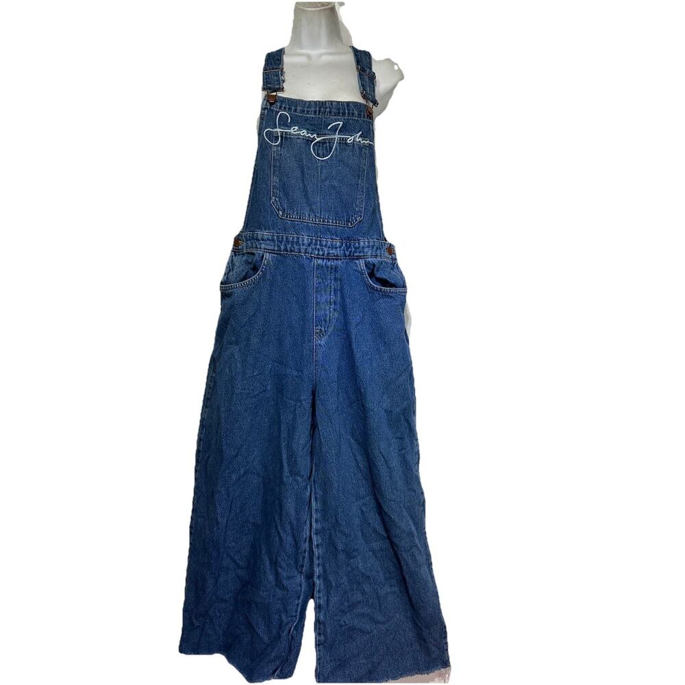 Misguided Sean John Baggy Boyfriend Wide Leg Denim Overalls Y2K Skater US Size 8 - Picture 2 of 7